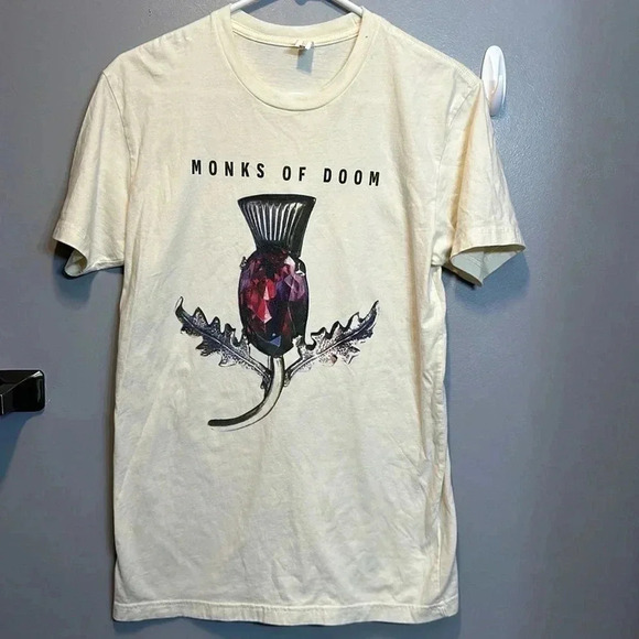 monks of doom unisex tshirt MED short sleeve white next level apparel - Picture 1 of 3